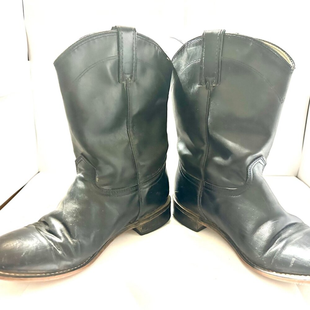 Black Leather Heeled Women's Boots